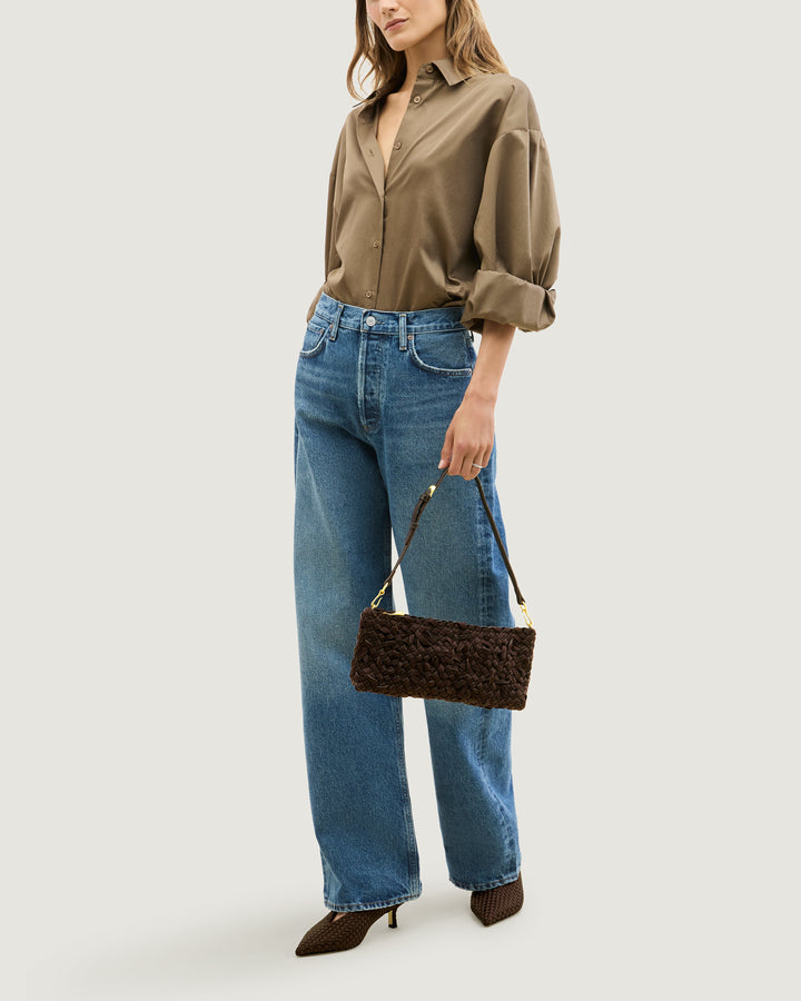 Gala Clutch Nest Weave Chocolate