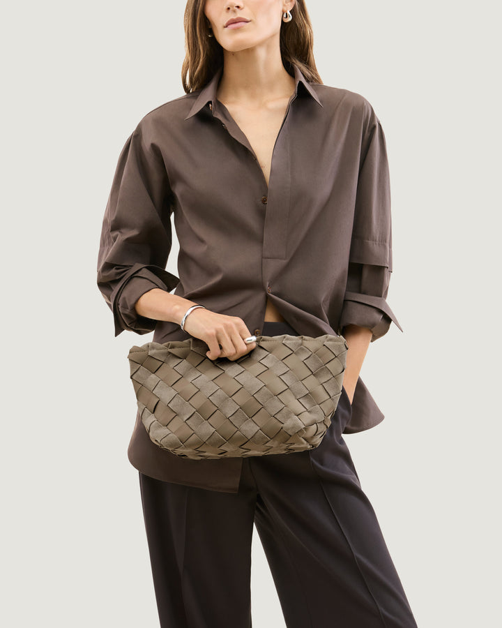 Gigi Large Clutch Suede &amp; Neoprene Bluff