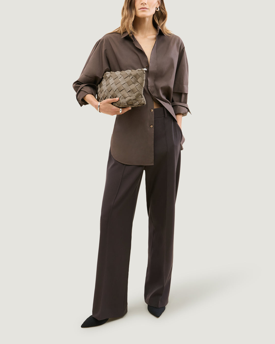 Gigi Large Clutch Suede &amp; Neoprene Bluff