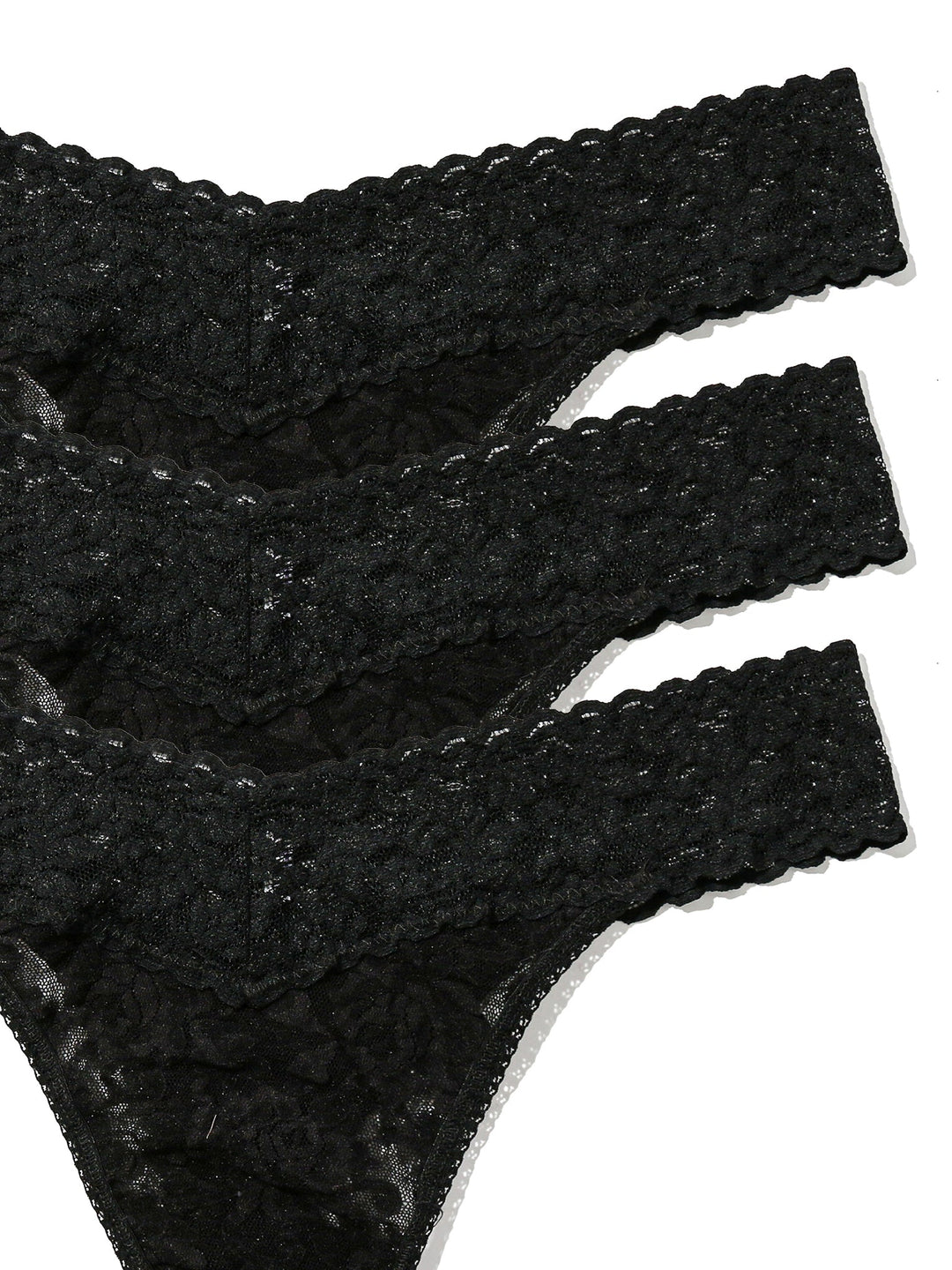 3 Pack Signature Lace® Original Rise Thongs Black