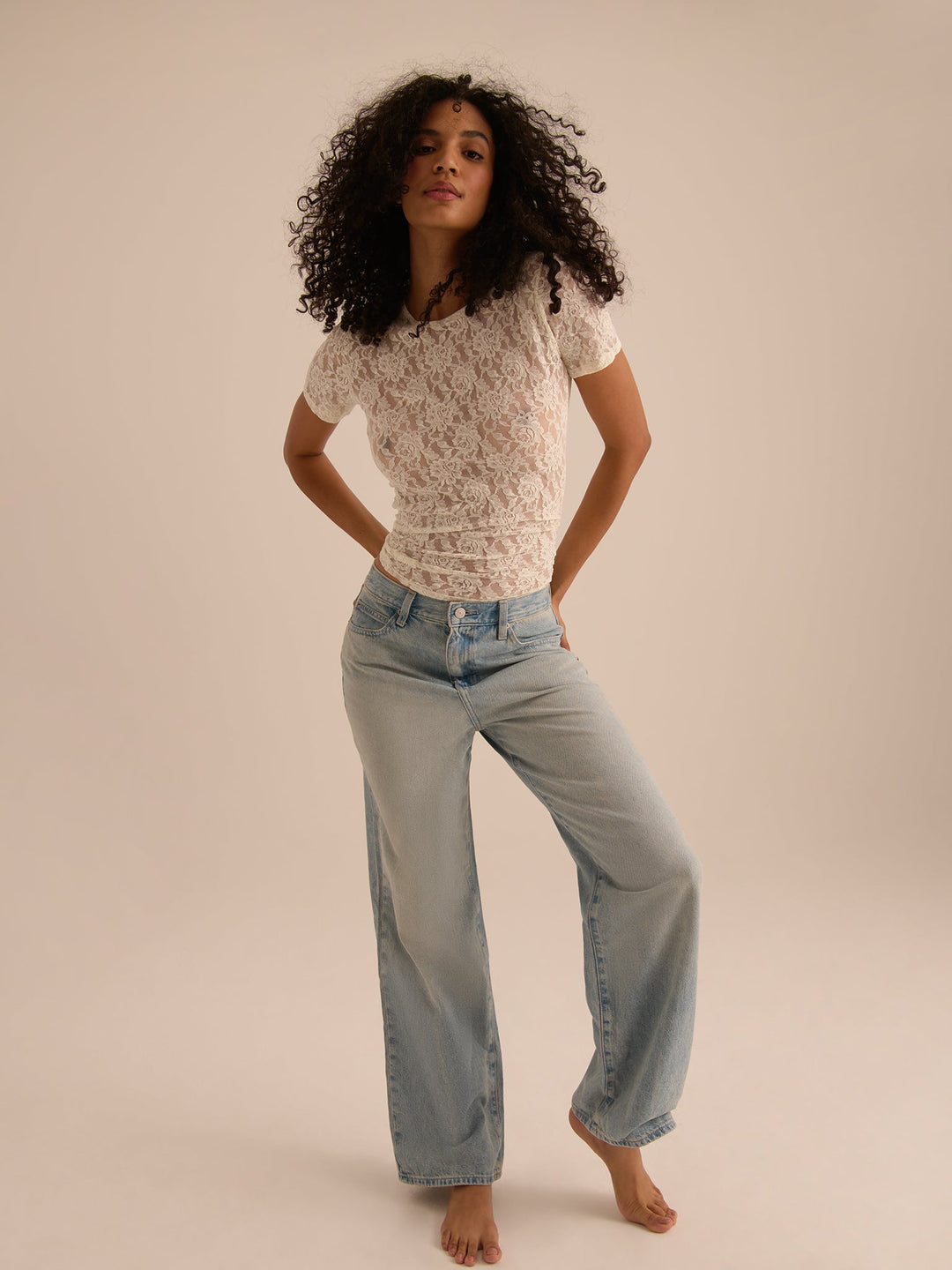 Signature Lace® Short Sleeve Top Marshmallow