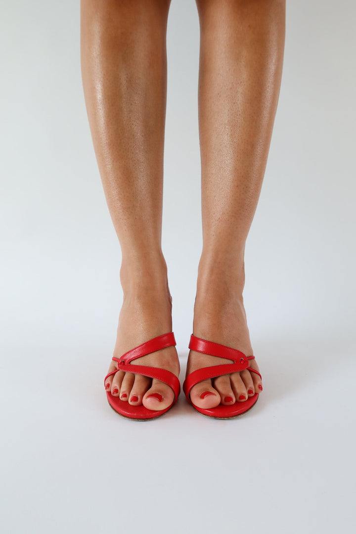 Kitty Heeled Leather Sandal