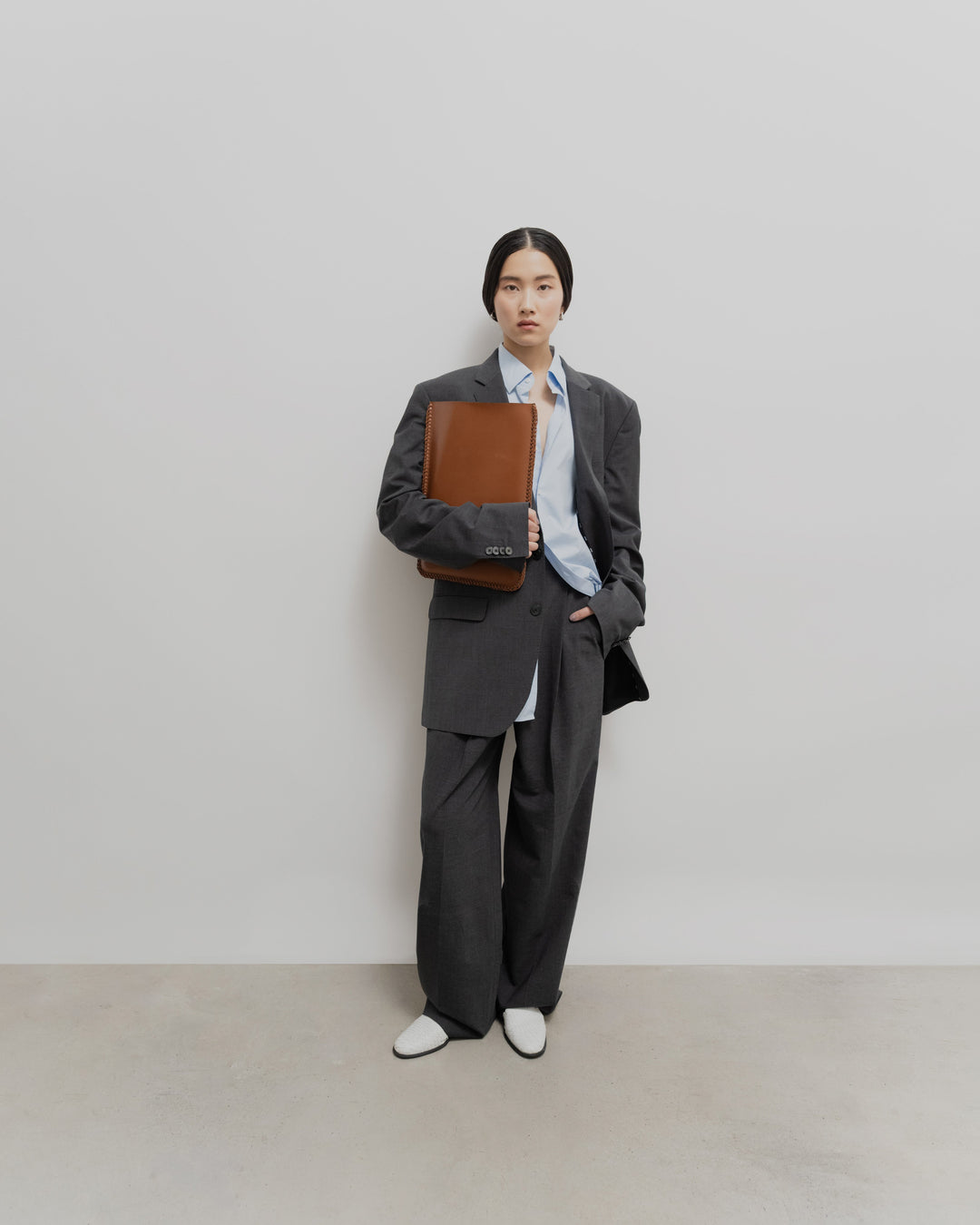 Laced Leather Laptop Sleeve