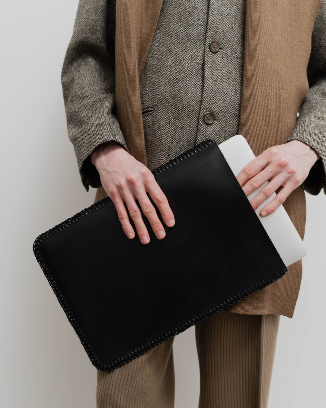 Laced Leather Laptop Sleeve