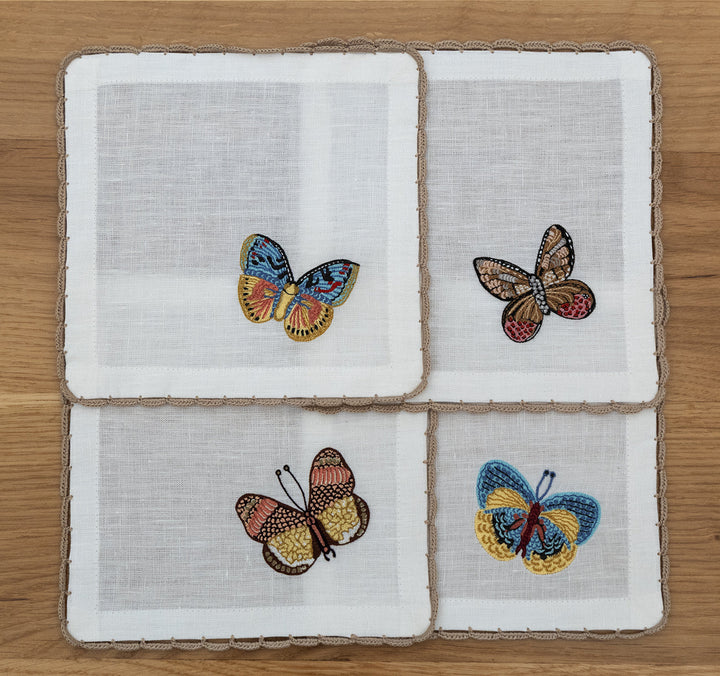 Flutter and Lace Cocktail Napkins, Set of 4