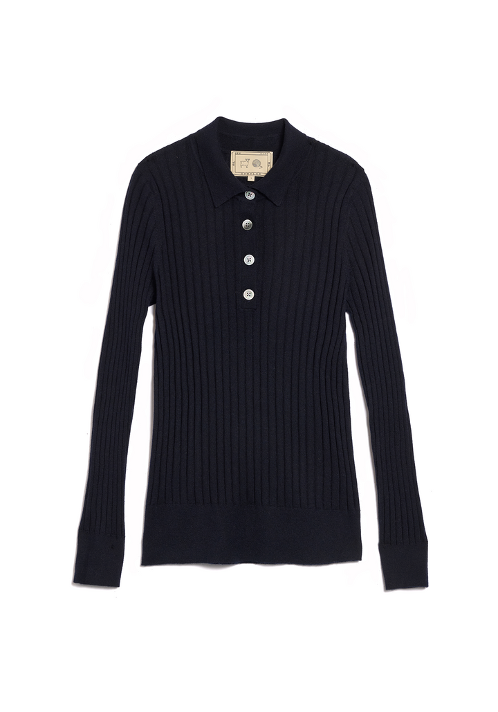 Luna Superfine Cashmere Polo Top