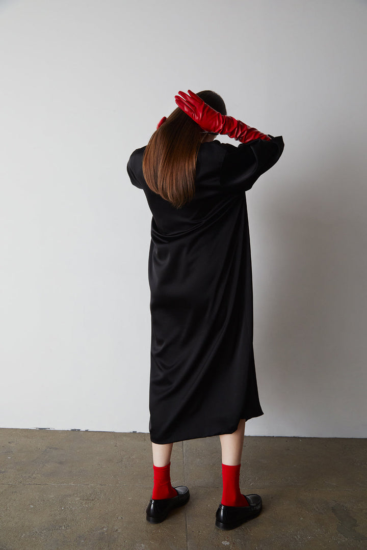 Leather opera gloves Lipstick Red