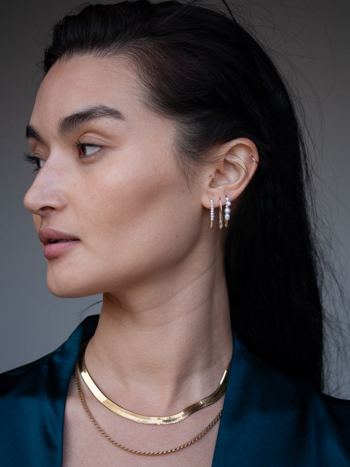 Mixed Pearl Safety Pin Earring