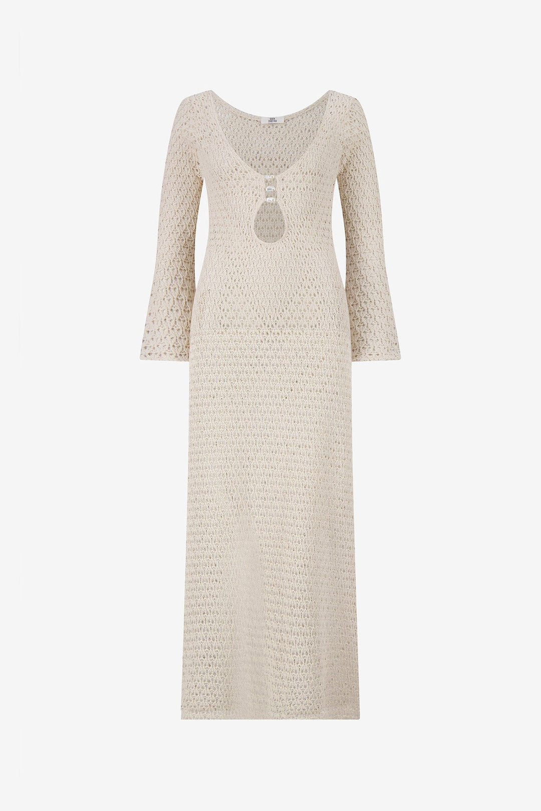 Marina Dress with Three Baroque Pearls in Ecru Crochet
