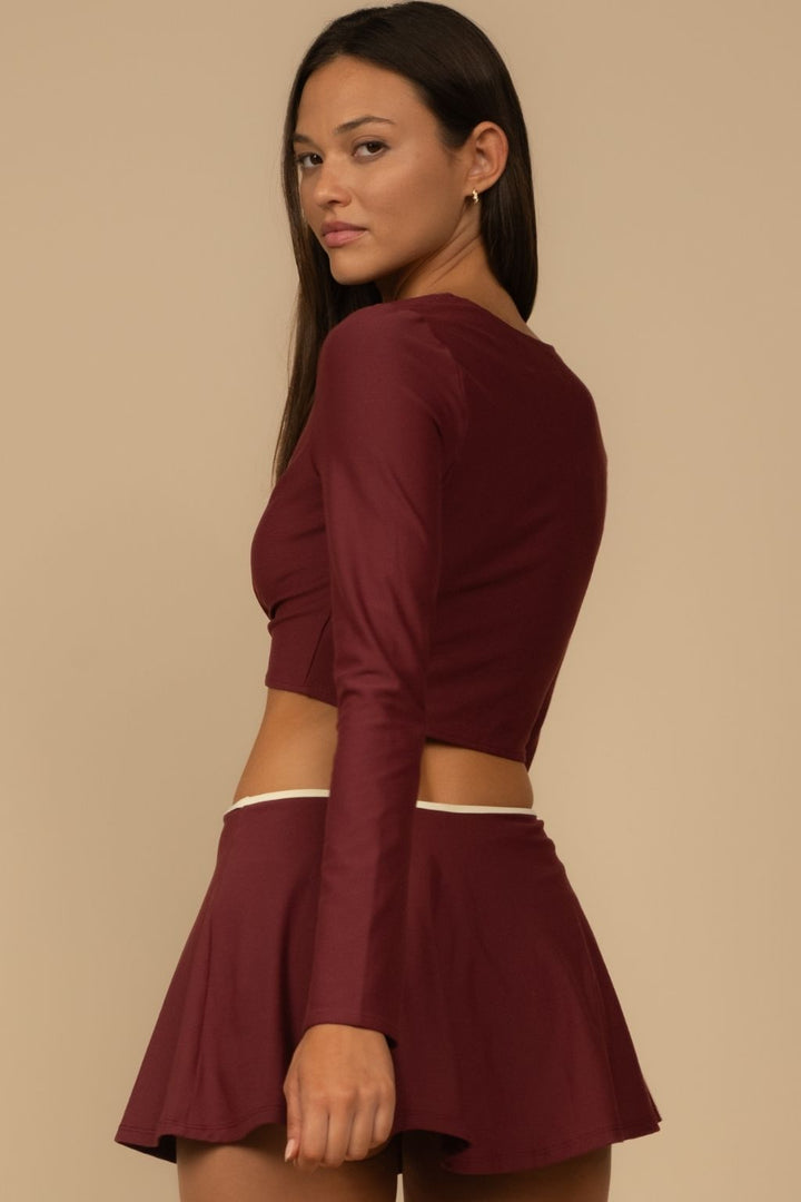 Maroon Button-Down Cardi