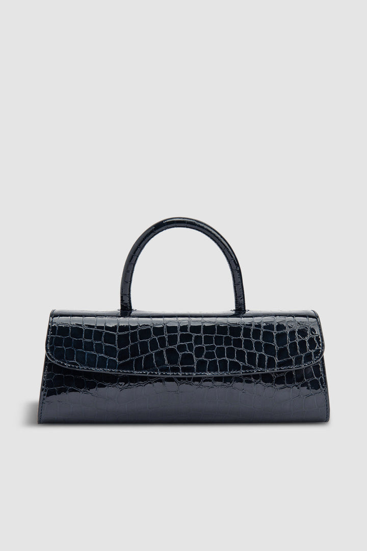 Mini Longa Croco Embossed Top-Handle Bag