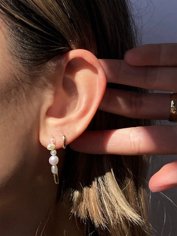 Mixed Pearl Safety Pin Earring