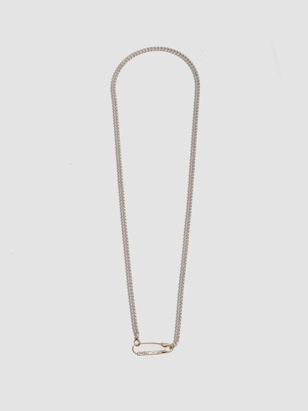 Petite Industrial Baguette Safety Pin Necklace