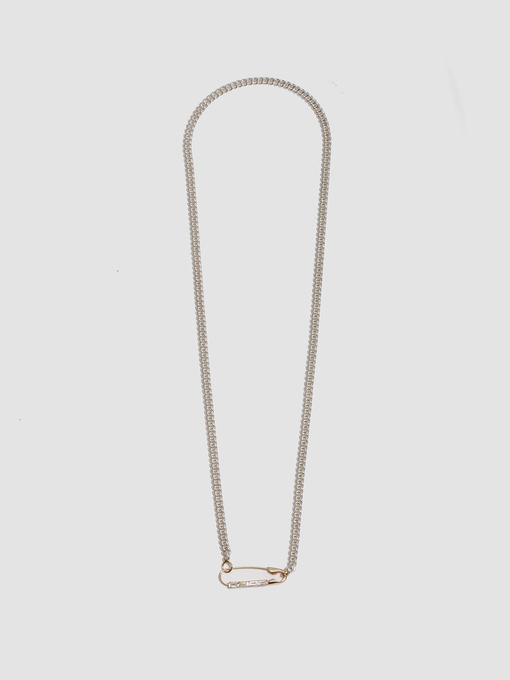 Petite Industrial Baguette Safety Pin Necklace