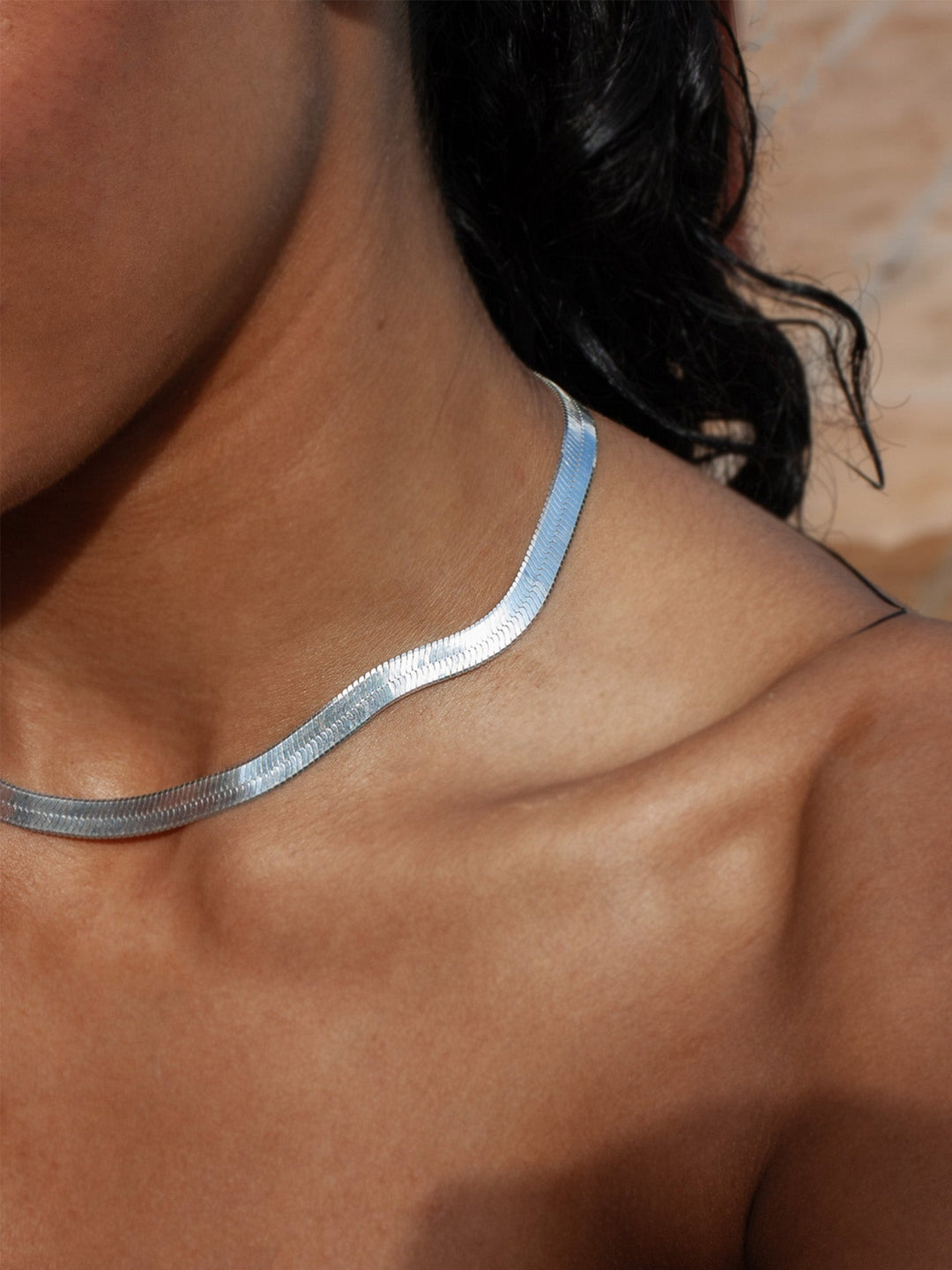 XL Sterling Silver Herringbone Necklace