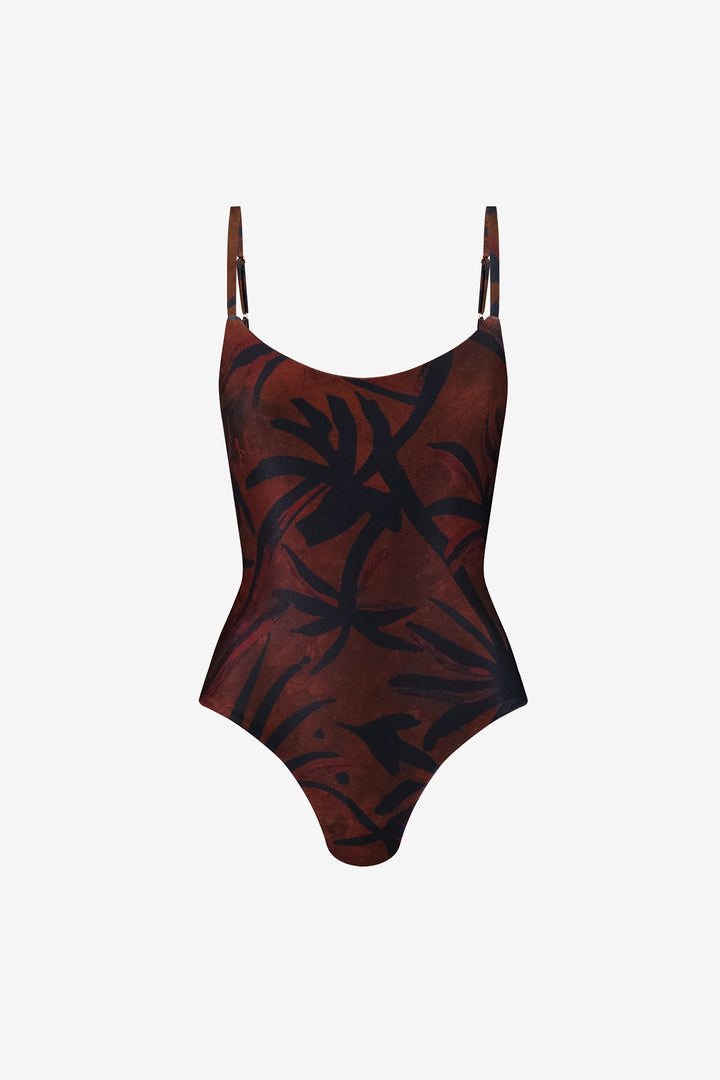 Ocean One-Piece in Terracotta Palm