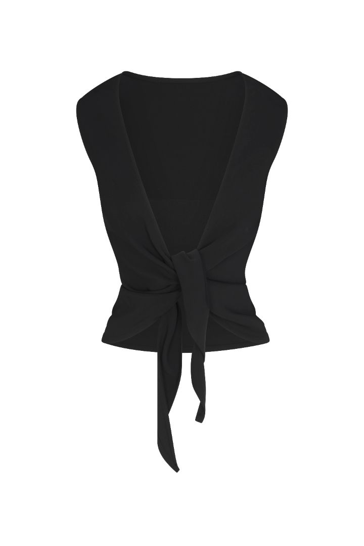 Open Back Tie Top in Stretch Twill