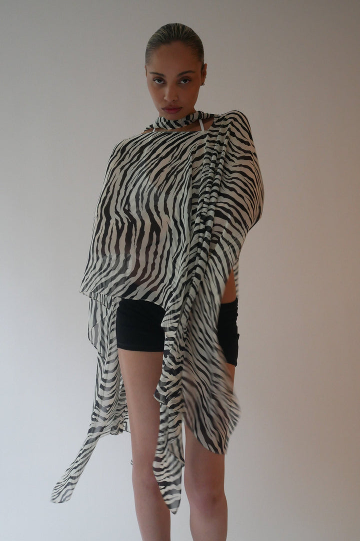 Silk Smoke Caftan Zebra
