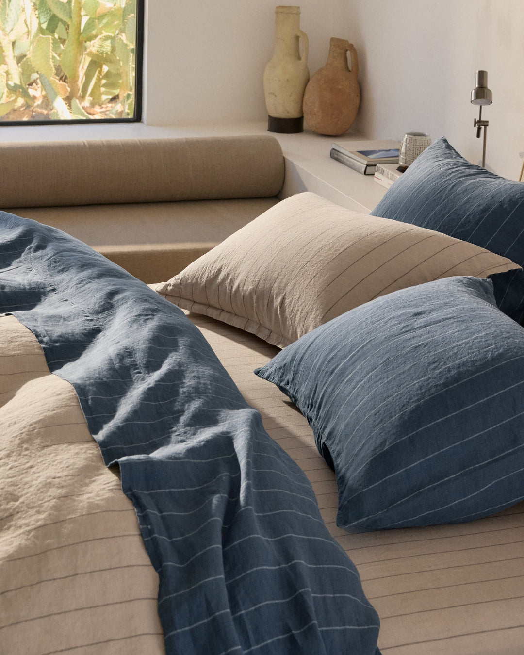 Linen Sham Set Bone Stripe