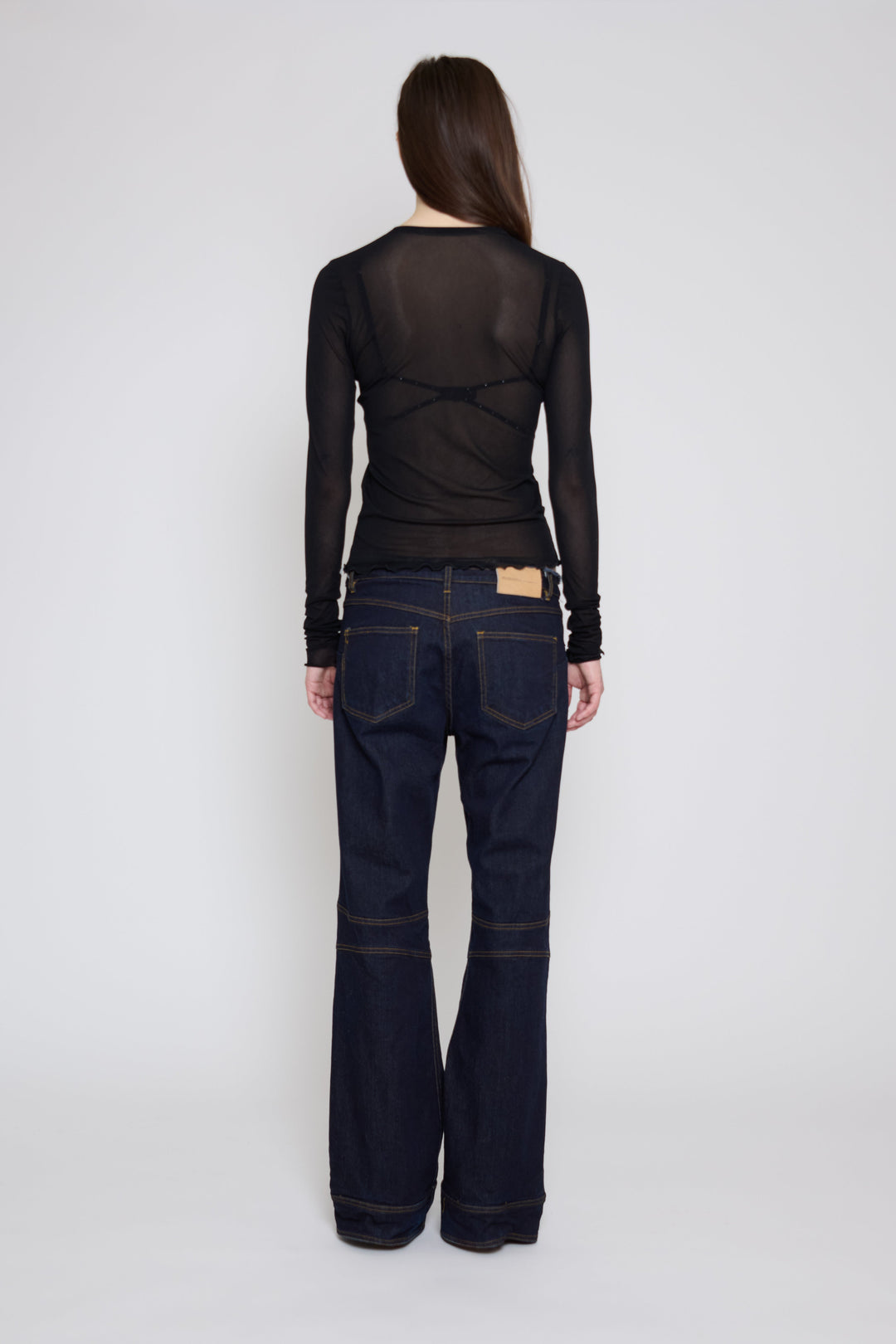 Long Sleeve Mesh Top Black