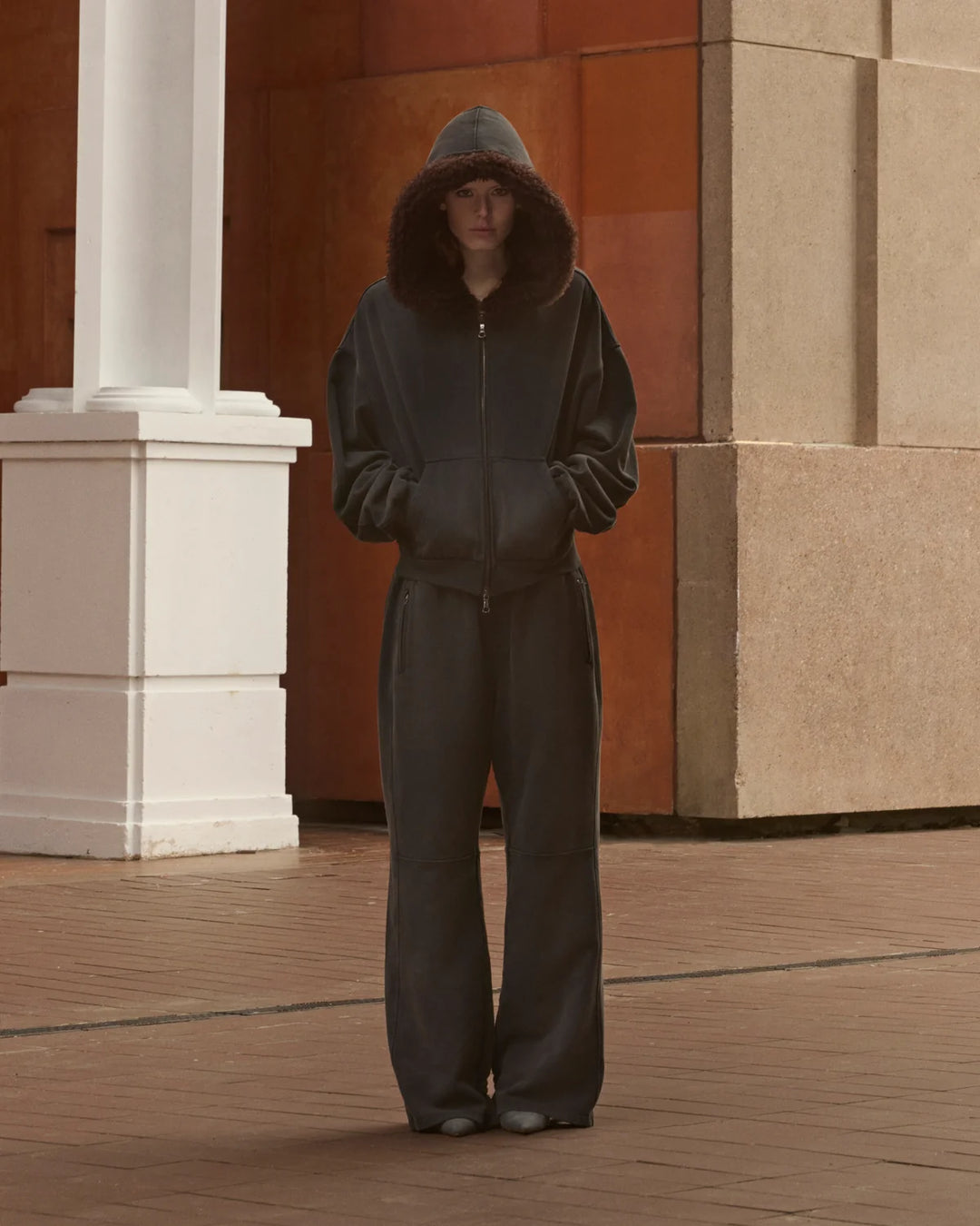 Wash Paneled Track Pants Black
