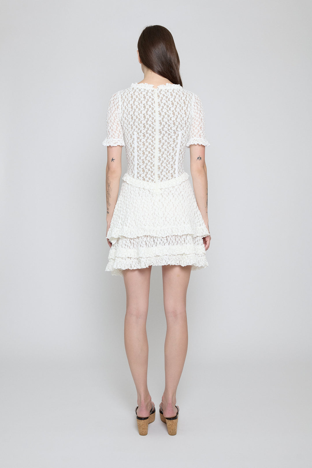 Stretch Lace Mini Dress White