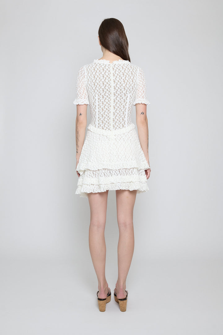 Stretch Lace Mini Dress White