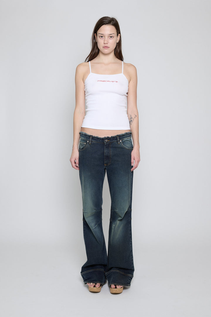 Low Rise Frayed Jeans Acid Green