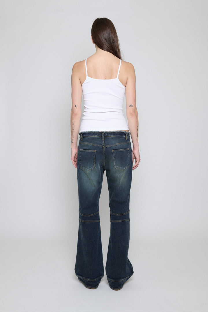 Low Rise Frayed Jeans Acid Green