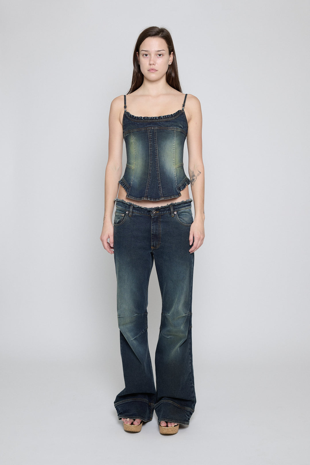 Denim Corset Top Acid Green