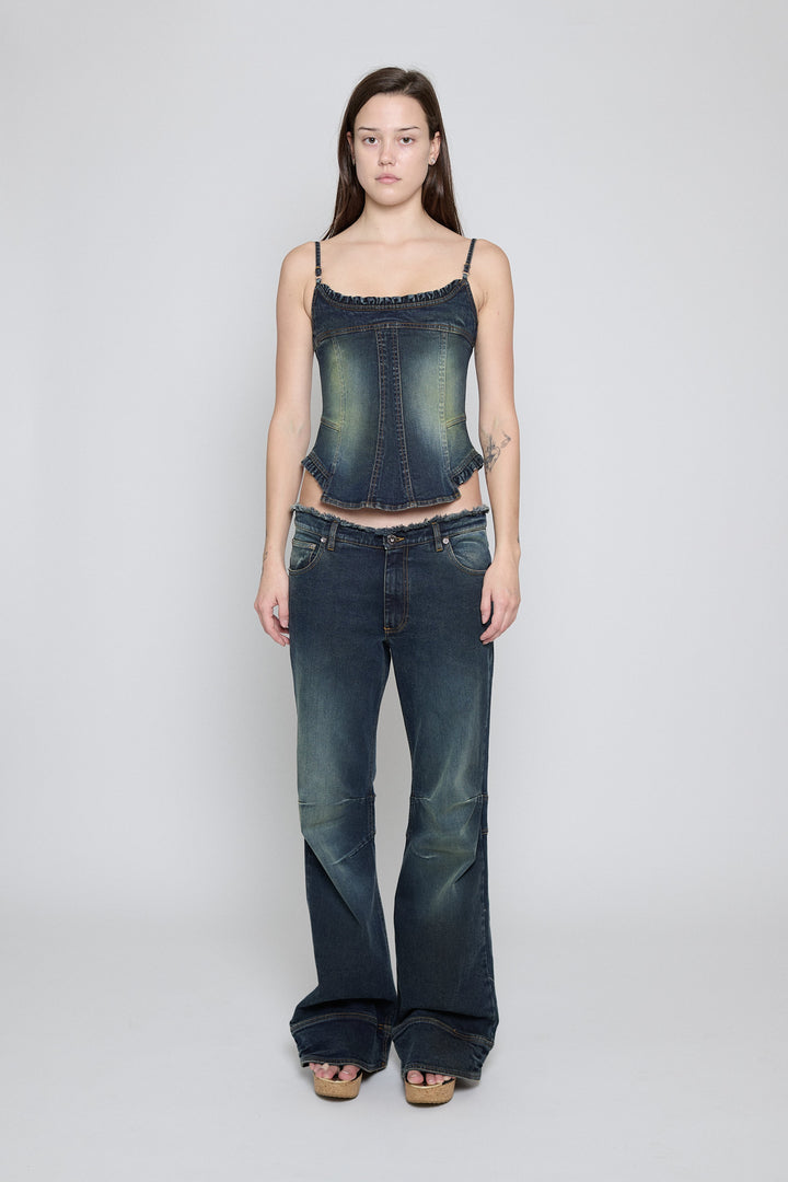 Denim Corset Top Acid Green