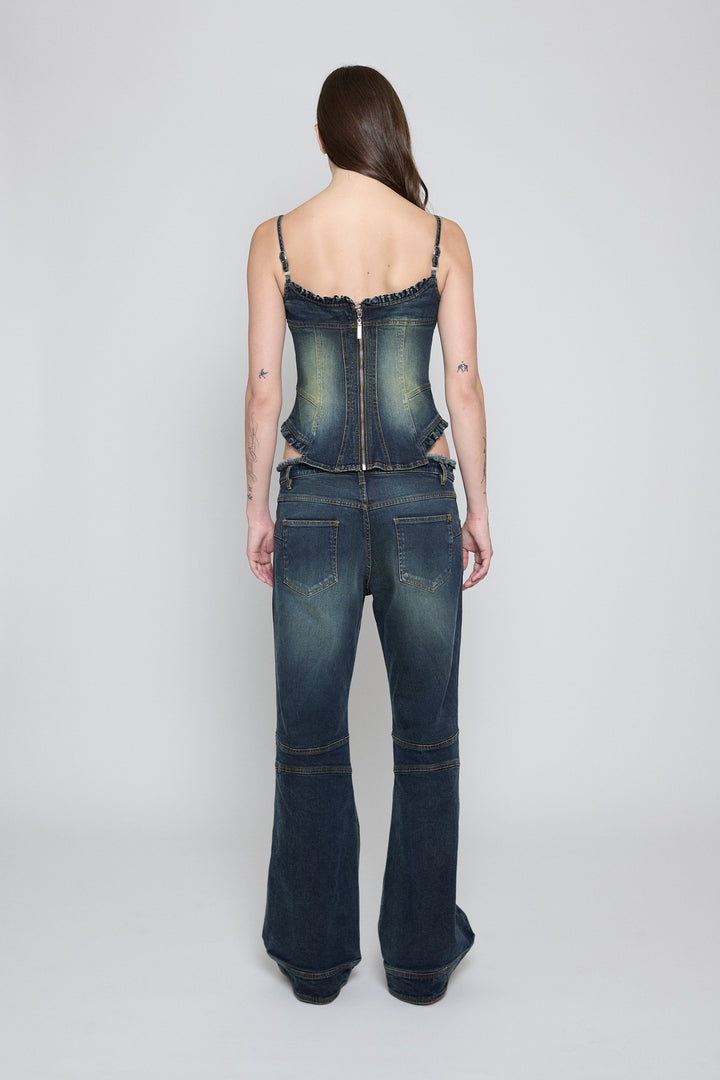 Denim Corset Top Acid Green