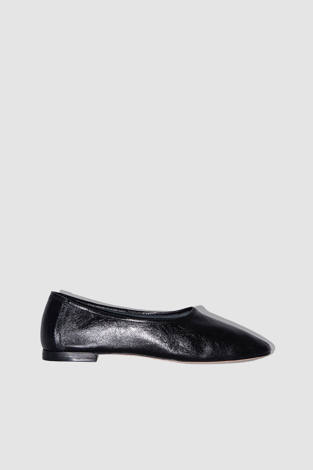 Prudence Creased Leather Ballet Flat Black
