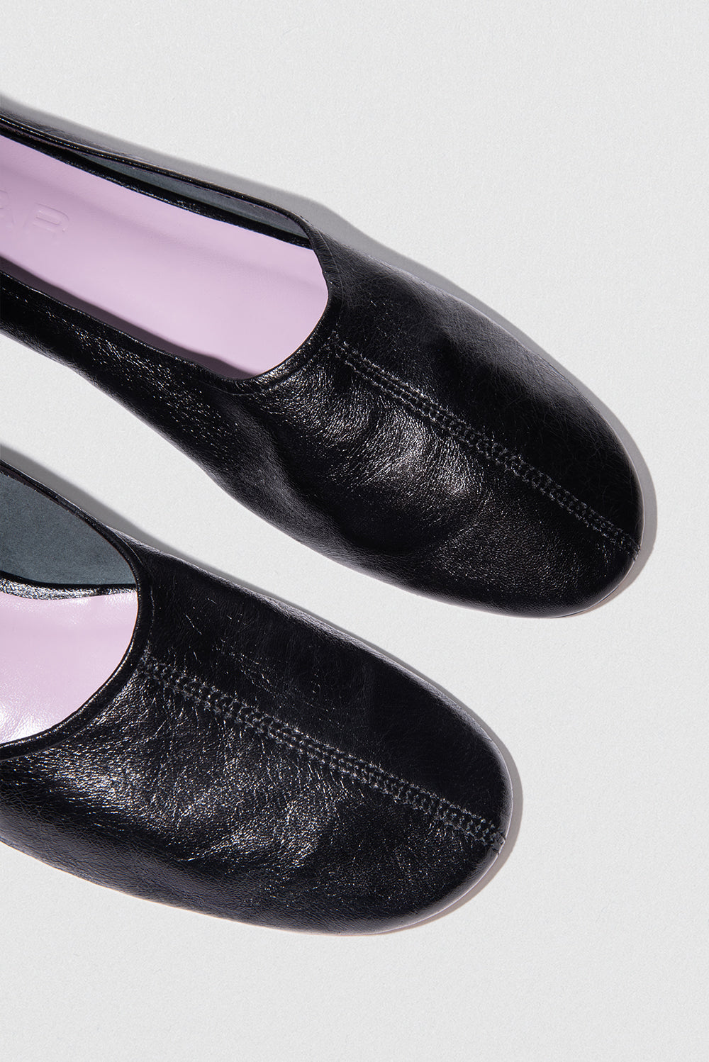 Prudence Creased Leather Ballet Flat Black