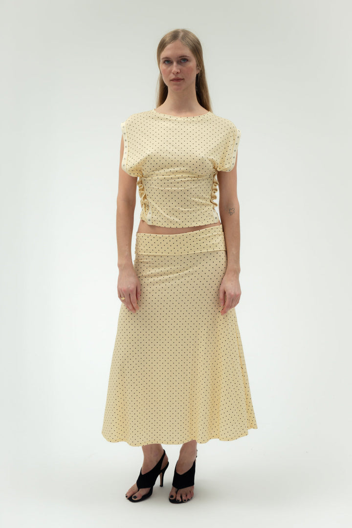 Foldover Flared Maxi Skirt Butter