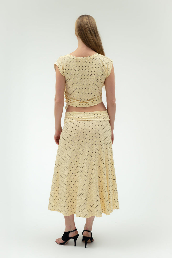 Foldover Flared Maxi Skirt Butter