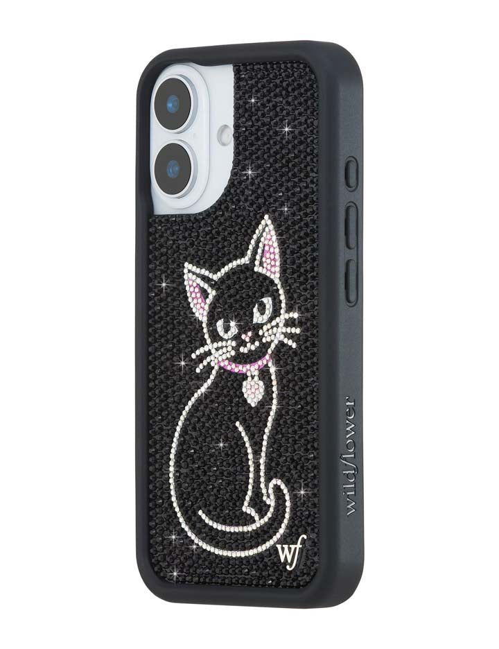 Rhinestone Black Cat iPhone Case