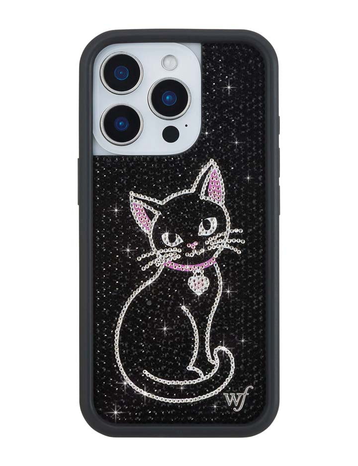 Rhinestone Black Cat iPhone Case