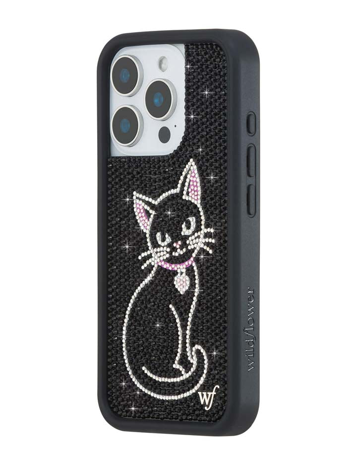 Rhinestone Black Cat iPhone Case