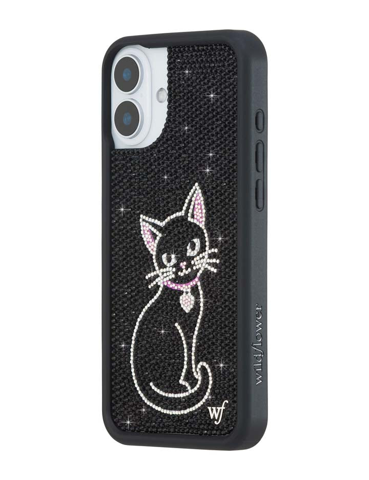 Rhinestone Black Cat iPhone Case