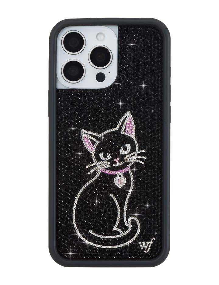 Rhinestone Black Cat iPhone Case