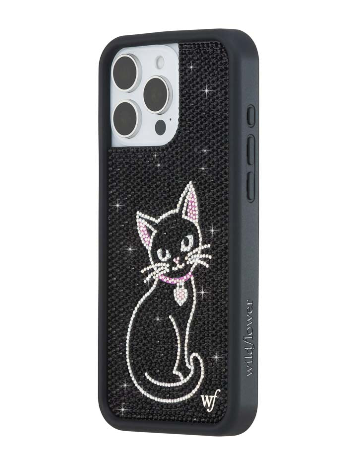 Rhinestone Black Cat iPhone Case