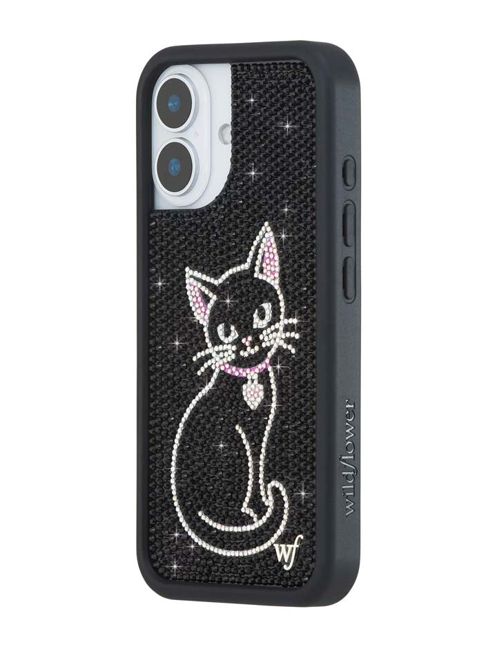 Rhinestone Black Cat iPhone Case