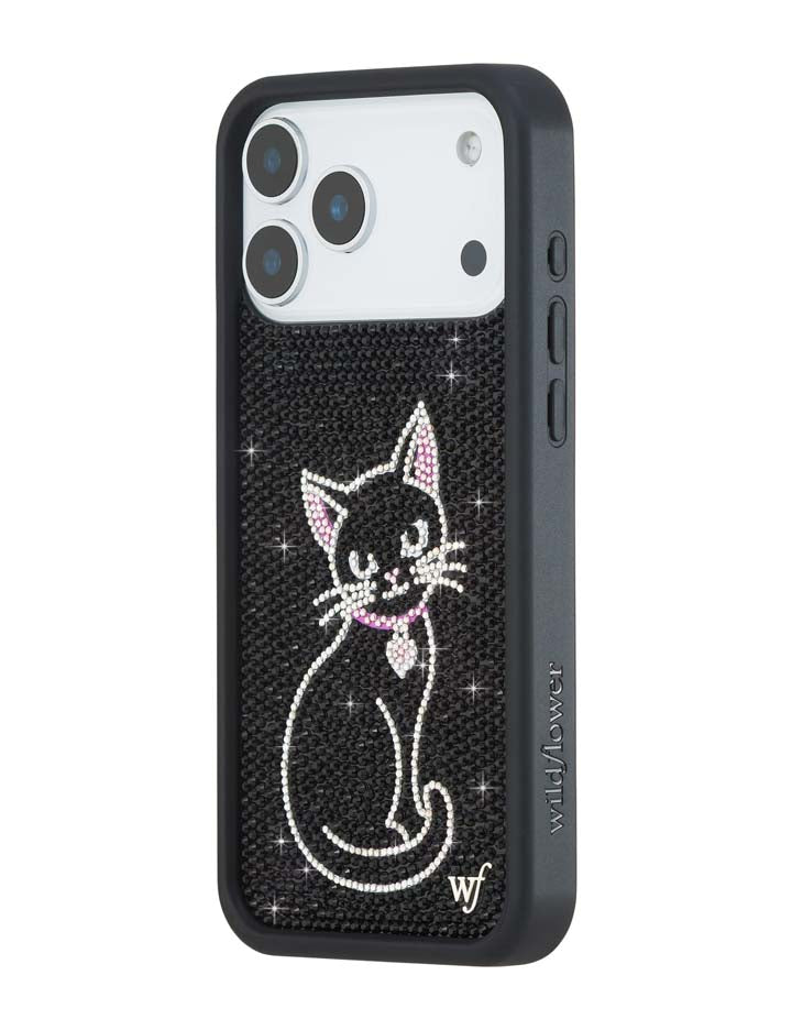 Rhinestone Black Cat iPhone Case