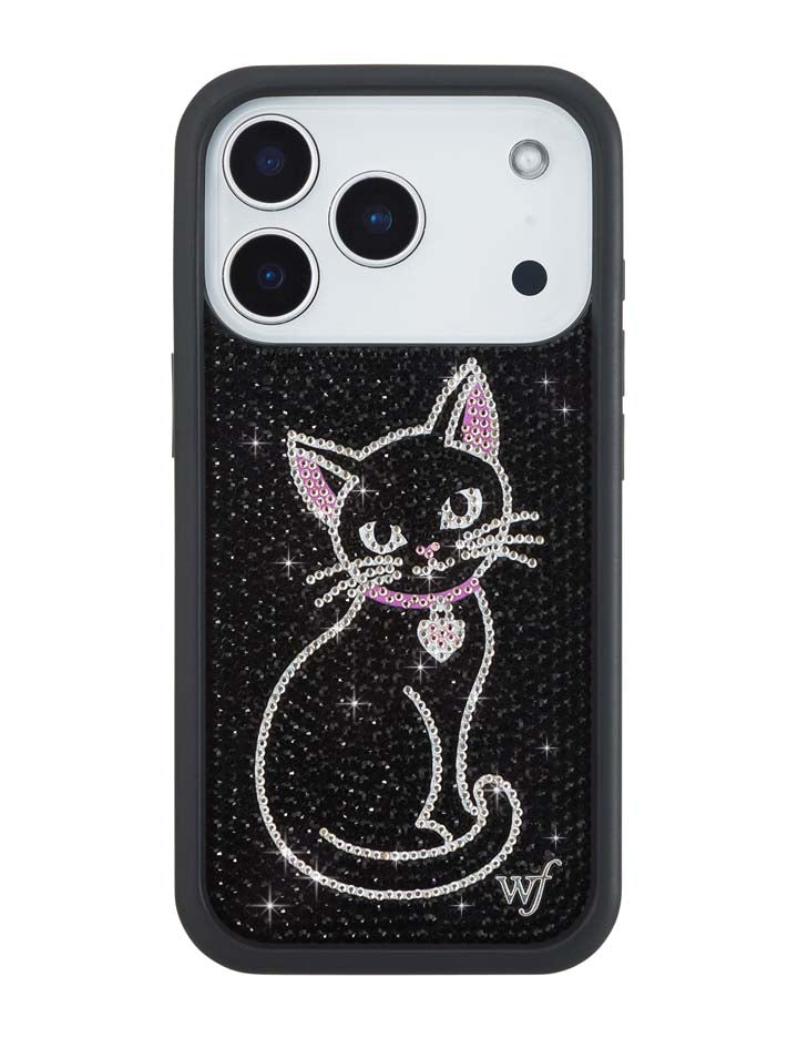 Rhinestone Black Cat iPhone Case