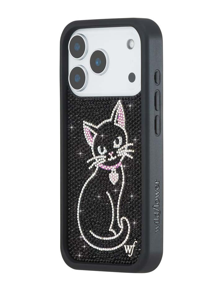 Rhinestone Black Cat iPhone Case