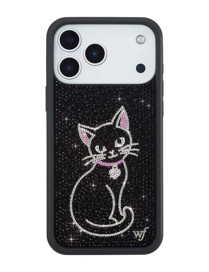 Rhinestone Black Cat iPhone Case