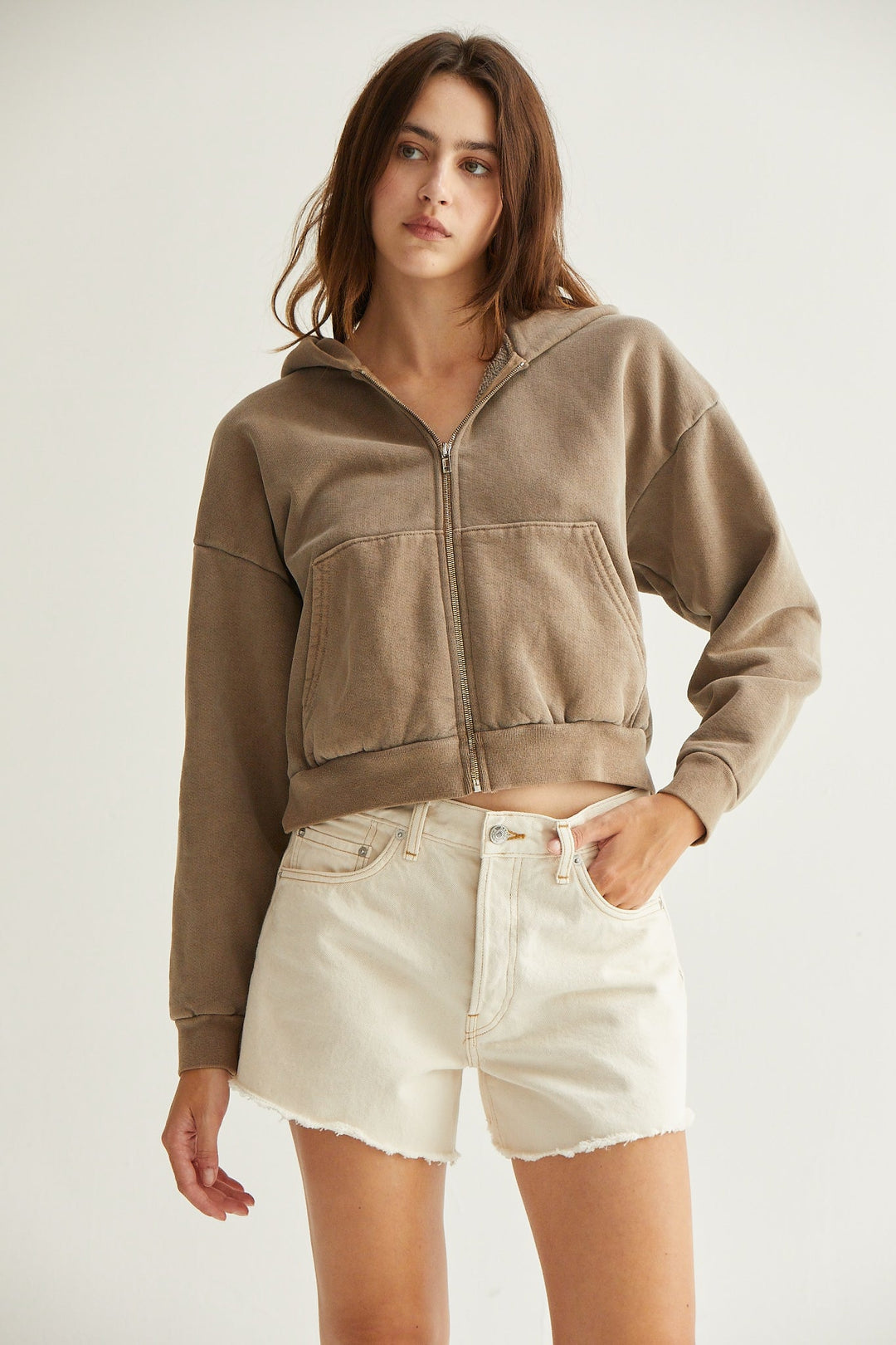 Rosie Cropped Zip-Up Hoodie