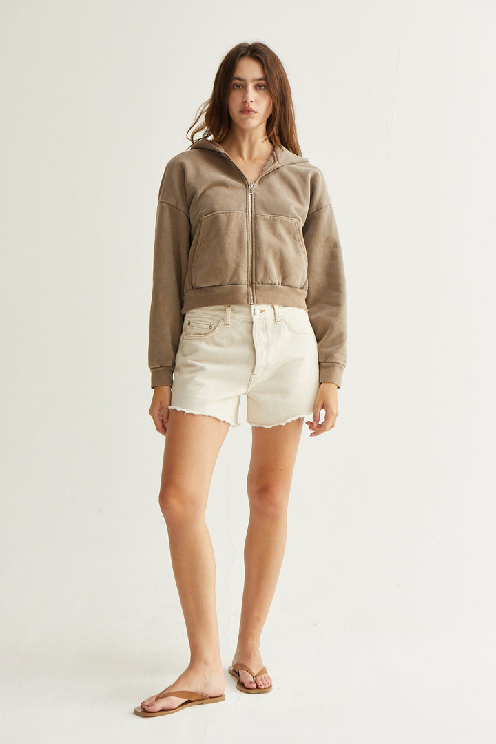 Rosie Cropped Zip-Up Hoodie