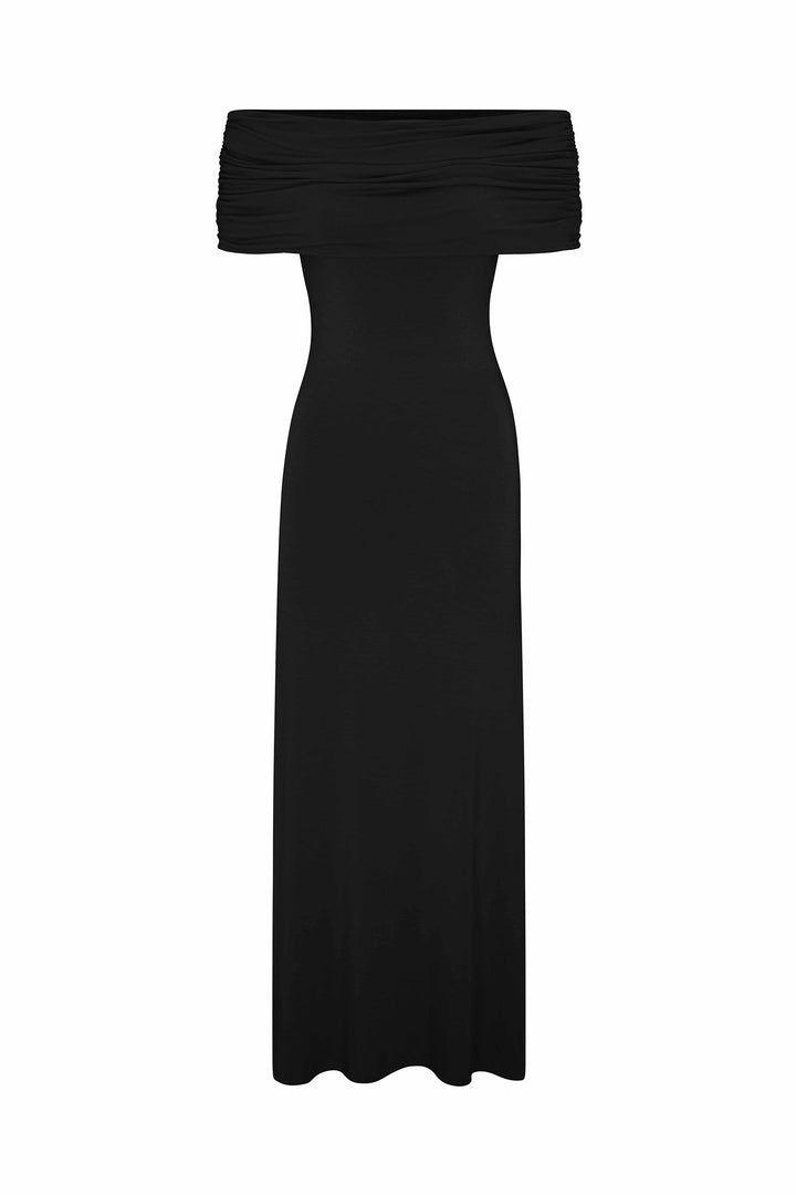 Ruched Off-The-Shoulder Maxi Dress